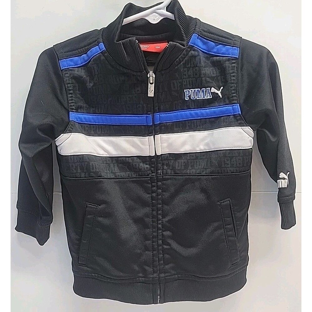 Vtg Puma Track Jacket 18 Months Black Full Zip Athletic Y2K